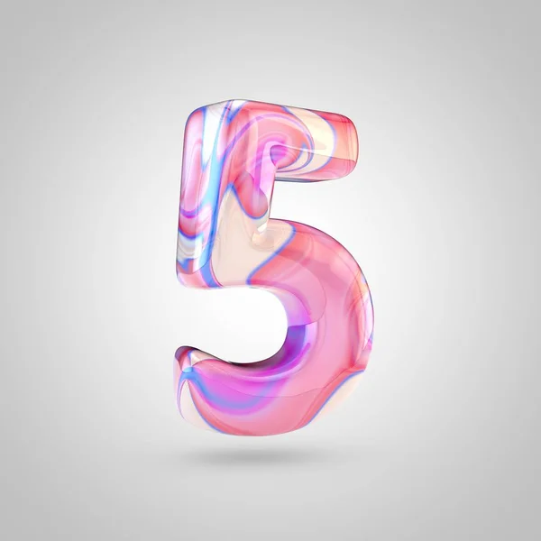 Glossy holographic pink number 5 — Stock Photo, Image