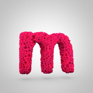 A harfi küçük sünger. Beyaz arka plan üzerinde izole pembe sünger yazı tipinin 3D render.