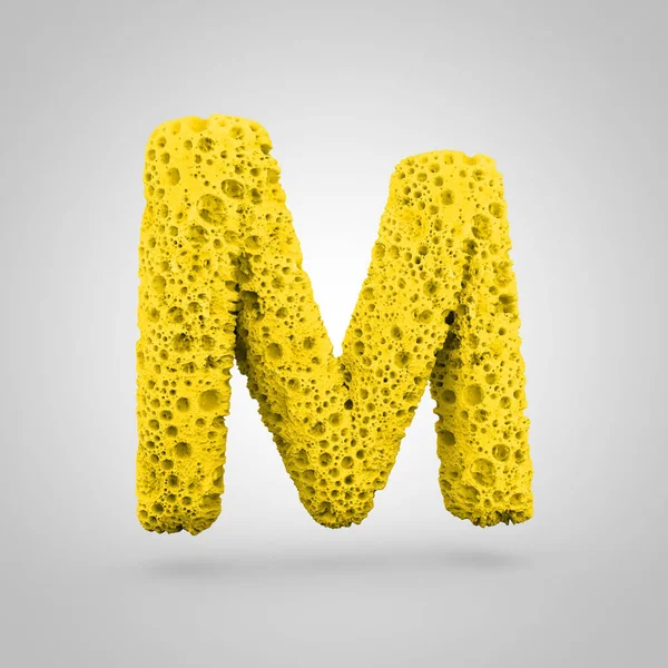 Sponge Letter Uppercase Rendering Yellow Sponge Font Isolated White Background — Stock Photo, Image