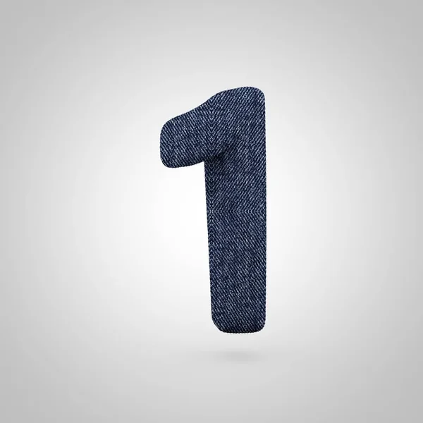 Jeans Nummer 1 mit blauer Denim-Textur isoliert auf weißem Hintergrund. — Stockfoto
