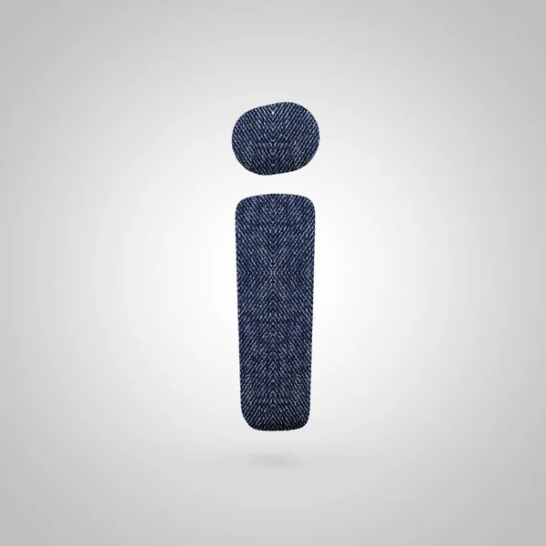 Jeans letra I minúscula com textura azul denim isolado no fundo branco . — Fotografia de Stock