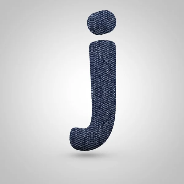 Jeans brief J kleine letters met blauwe denim textuur geïsoleerd op witte achtergrond. — Stockfoto