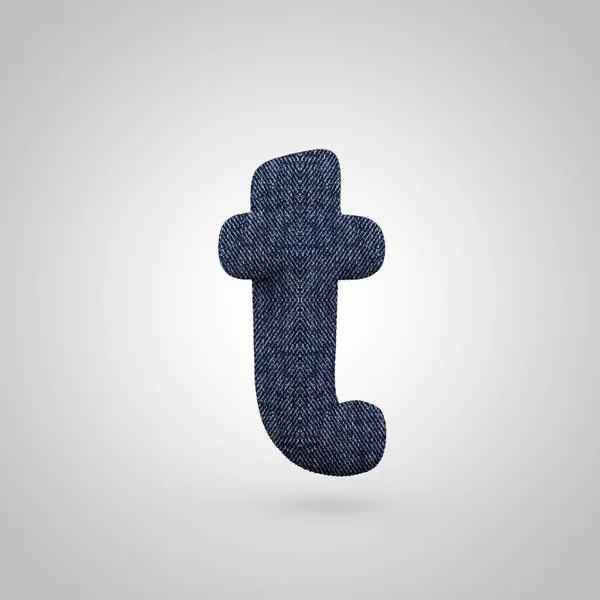 Jeans letra T minúscula con textura de mezclilla azul aislada sobre fondo blanco . —  Fotos de Stock