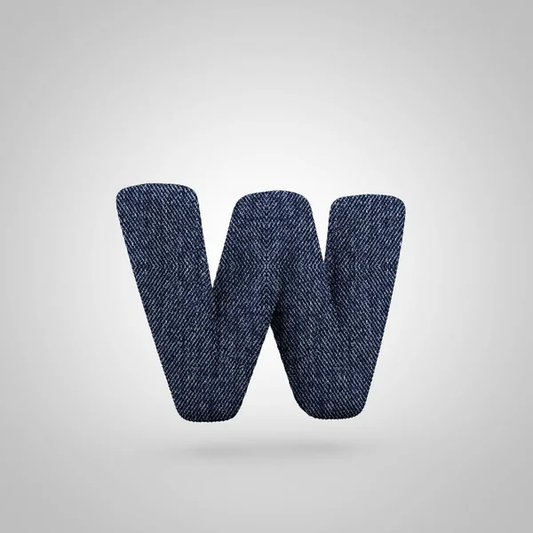 Jeans letra W minúscula con textura de mezclilla azul aislada sobre fondo blanco . —  Fotos de Stock