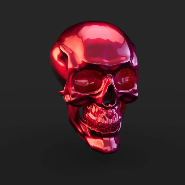 Render Calavera Rosa Brillante Con Reflejos Luz Sobre Fondo Negro —  Fotos de Stock