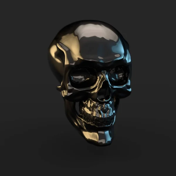 Rendre Crâne Noir Brillant Avec Des Reflets Lumineux Sur Fond — Photo gratuite
