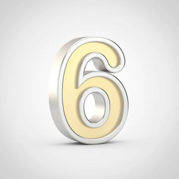 Glossy Letter Number Render Gold Font Silver Outline Isolated White — Stock Photo, Image