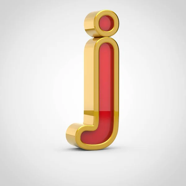 Glanzende Letter Kleine Letters Render Rood Lettertype Met Gouden Rand — Stockfoto