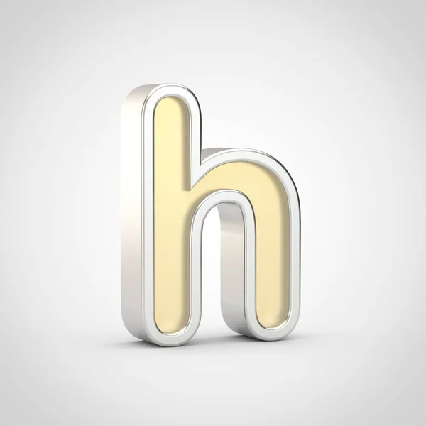 Glossy Letter Lowercase Render Gold Font Silver Outline Isolated White — Stock Photo, Image