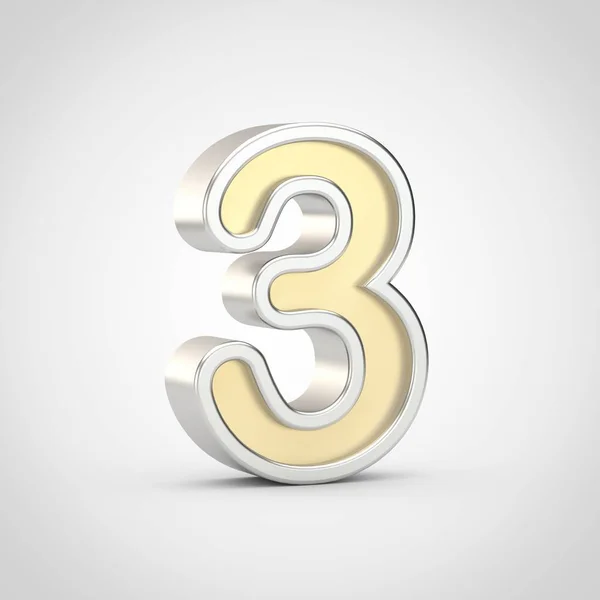 Glossy Letter Number Render Gold Font Silver Outline Isolated White — Stock Photo, Image