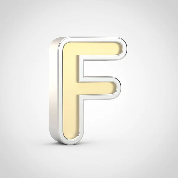 Glossy Letter Uppercase Render Gold Font Silver Outline Isolated White — Stock Photo, Image