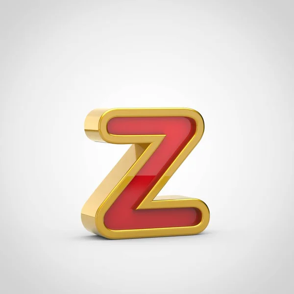 Glanzende Letter Kleine Letters Render Rood Lettertype Met Gouden Rand — Stockfoto