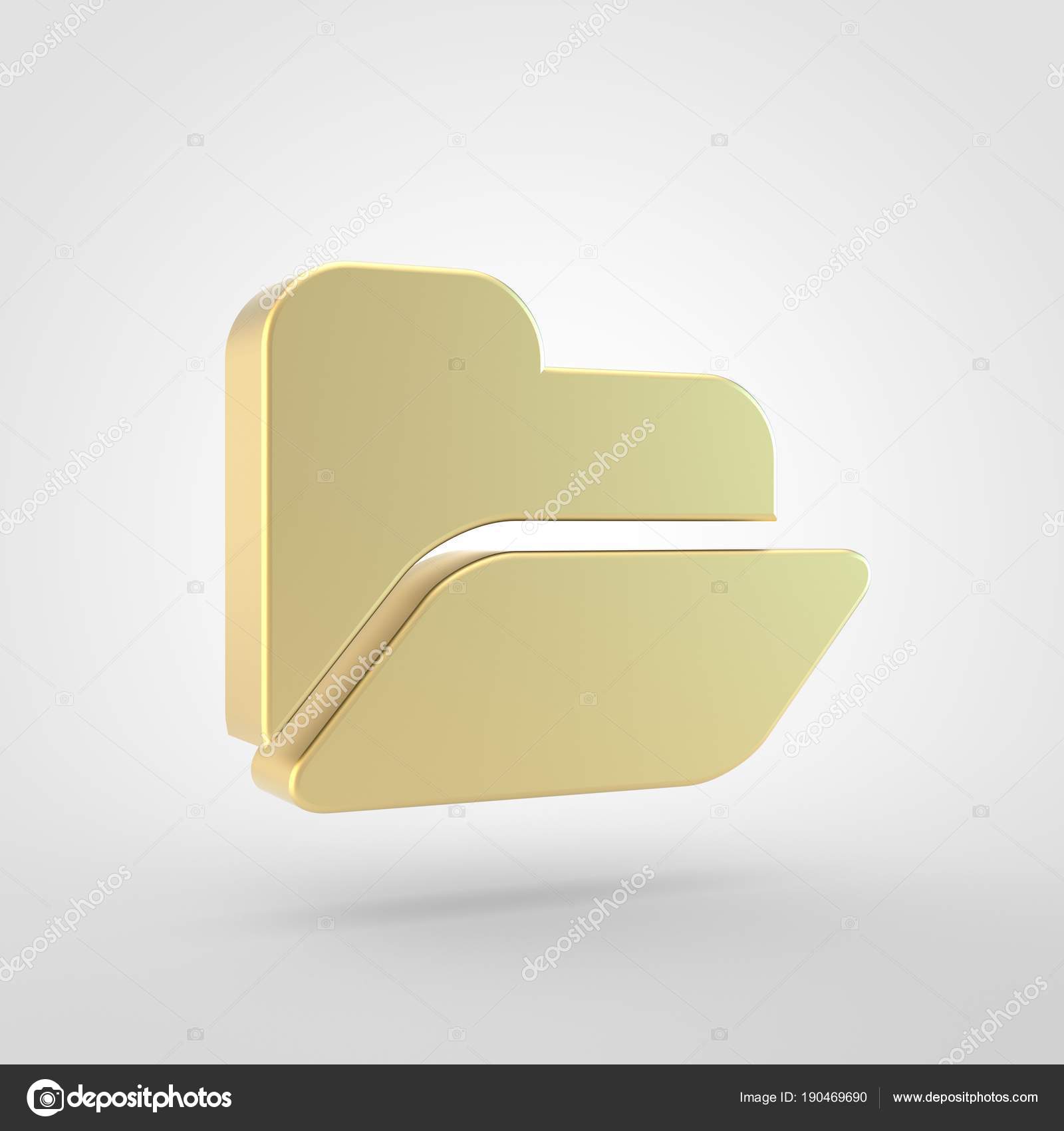 Ordnersymbol Offnen Darstellung Des Goldenen Offenen Ordnersymbols Isoliert Auf Weissem Stockfoto C Whitebarbie 190469690