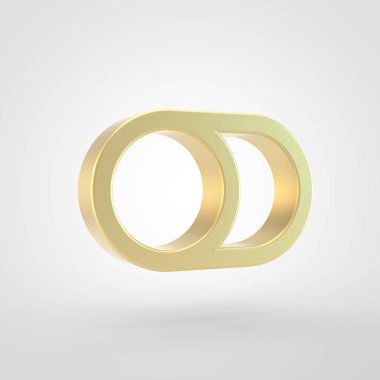 Simge geçiş. 3D render sembol beyaz arka plan üzerinde izole kapalı altın aç/kapat.