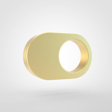 Simge Değiştir. Beyaz arka plan üzerinde izole sembolü altın iki durumlu 3D render.