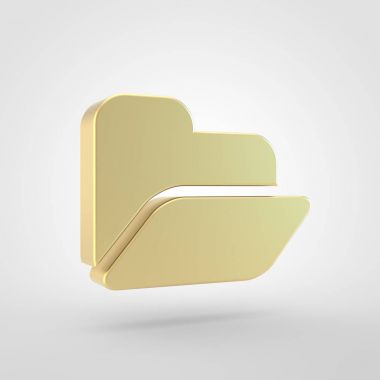Açık klasör simgesi. Beyaz arka plan üzerinde izole altın açık Klasör simgesinin 3D render.