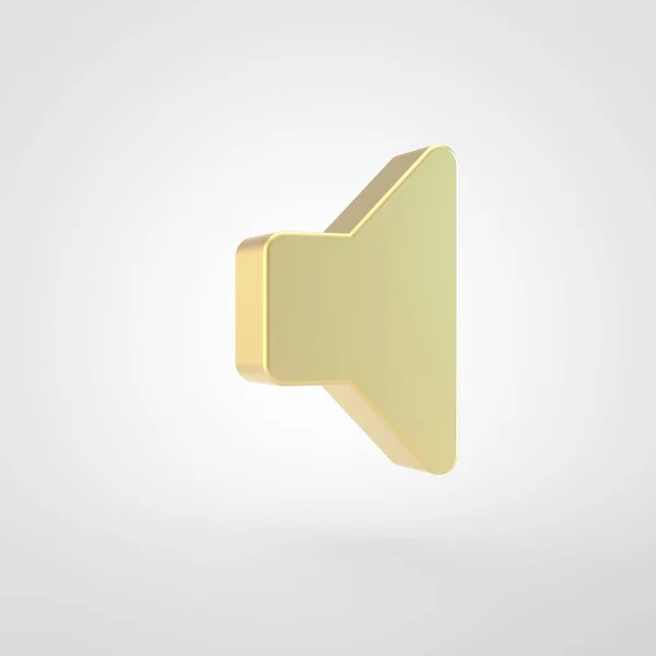 Volume off icon. 3d render of golden volume off symbol isolated on white background.