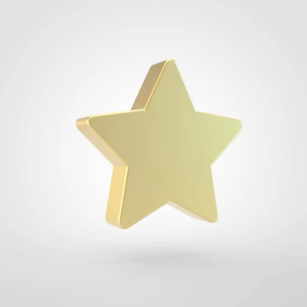 Stjärnikonen Render Golden Star Symbol Isolerad Vit Bakgrund — Stockfoto