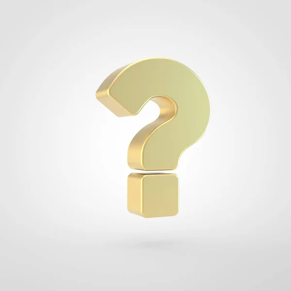 Question Icon Render Golden Question Symbol Isolated White Background — Stock Photo, Image