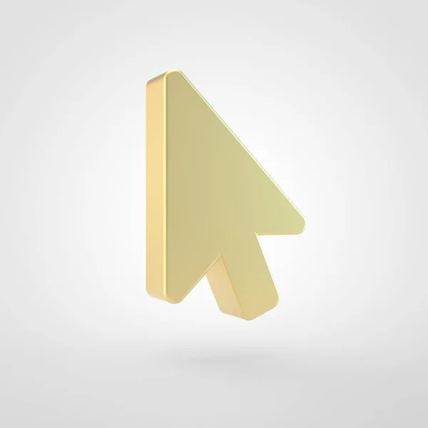 Mouse Pointer Icon Render Golden Mouse Pointer Symbol Isolated White — Stock Photo, Image