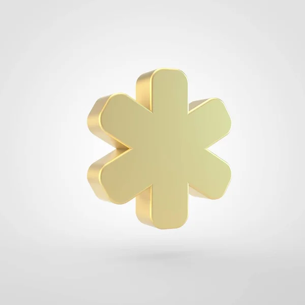 Значок Зірочки Візуалізація Золотого Символу Базиліка Ізольовано Білому Тлі — стокове фото