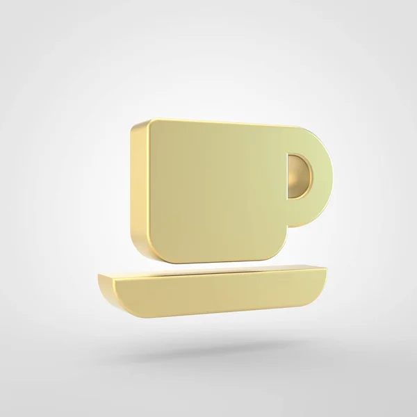 Kaffeeikone Darstellung Des Goldenen Kaffeesymbols Isoliert Auf Weißem Hintergrund — Stockfoto