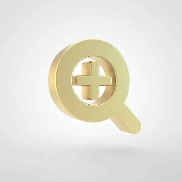 Search Icon Render Golden Search Symbol Isolated White Background — Stock Photo, Image