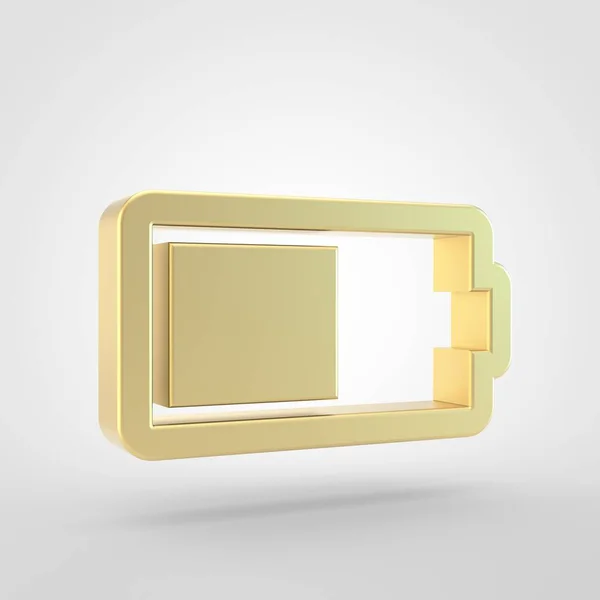 Halb Akku Symbol Rendering Der Goldenen Hälfte Batterie Symbol Isoliert — Stockfoto