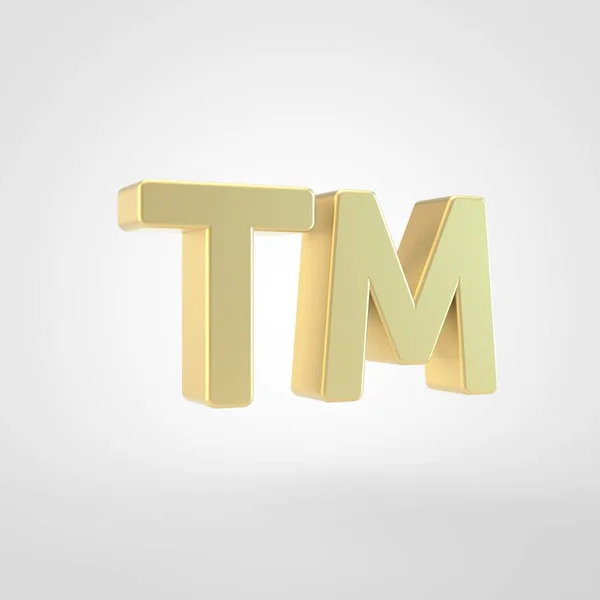 Ícone Marca Renderização Símbolo Marca Dourada Isolado Fundo Branco — Fotografia de Stock