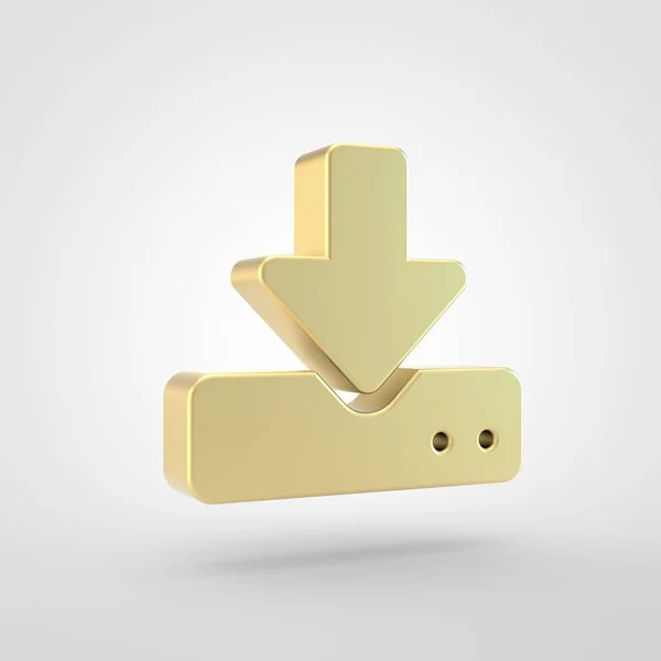 Download Pictogram Render Van Gouden Download Symbool Geïsoleerd Witte Achtergrond — Stockfoto