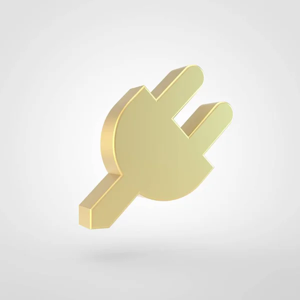 Plug Icon Darstellung Des Goldenen Steckersymbols Isoliert Auf Weißem Hintergrund — Stockfoto