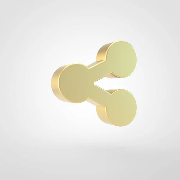 共有アイコン 白い背景に分離された黄金株シンボルの レンダリング — ストック写真