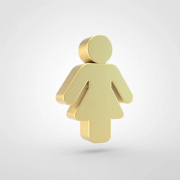 Female Icon Render Golden Female Symbol Isolated White Background — Stock Photo, Image