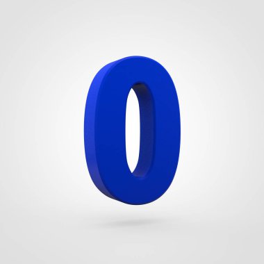 Beyaz arka plan üzerinde sıfır numara izole plastik mavi 