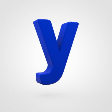 Mavi plastik mektup beyaz arka plan üzerinde izole Y