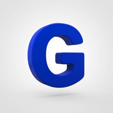 Mavi plastik mektup beyaz arka plan üzerinde izole G