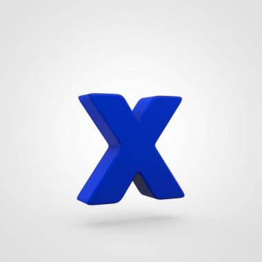 Mavi plastik mektup beyaz arka plan üzerinde izole X