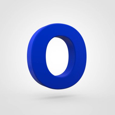 O beyaz arka plan üzerinde izole mavi plastik harfi