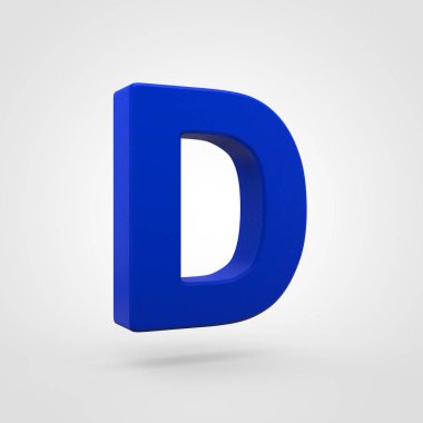 Mavi plastik mektup beyaz arka plan üzerinde izole D