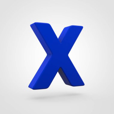 Mavi plastik mektup beyaz arka plan üzerinde izole X
