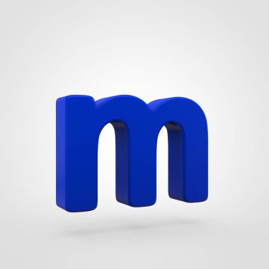 Mavi plastik mektup beyaz arka plan üzerinde izole M