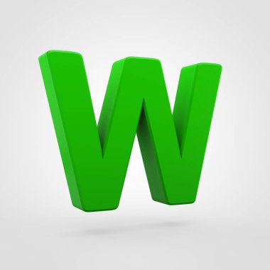 Yeşil plastik harf W beyaz arka plan üzerinde izole