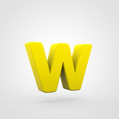 Sarı Plastik harf W beyaz arka plan üzerinde izole