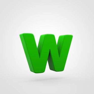 Yeşil plastik harf W beyaz arka plan üzerinde izole