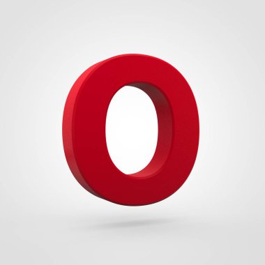 O beyaz arka plan üzerinde izole kırmızı plastik harfi