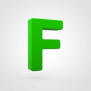 Yeşil plastik mektup beyaz arka plan üzerinde izole F