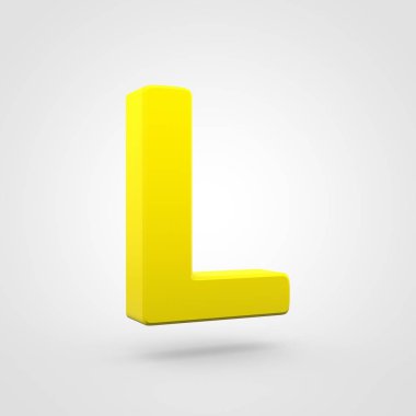 Sarı Plastik harf L beyaz arka plan üzerinde izole
