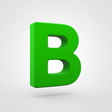 Yeşil plastik mektup B beyaz arka plan üzerinde izole
