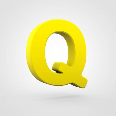 Sarı Plastik harf Q beyaz arka plan üzerinde izole