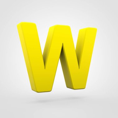 Sarı Plastik harf W beyaz arka plan üzerinde izole